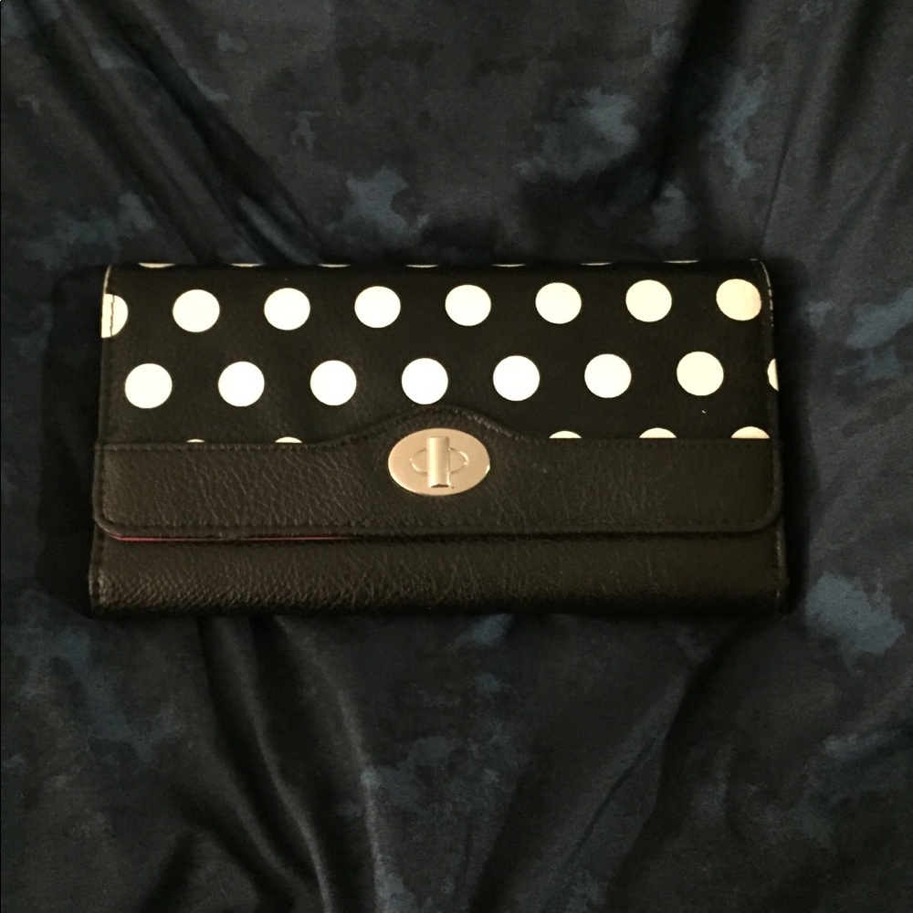 Black polka dot wallet